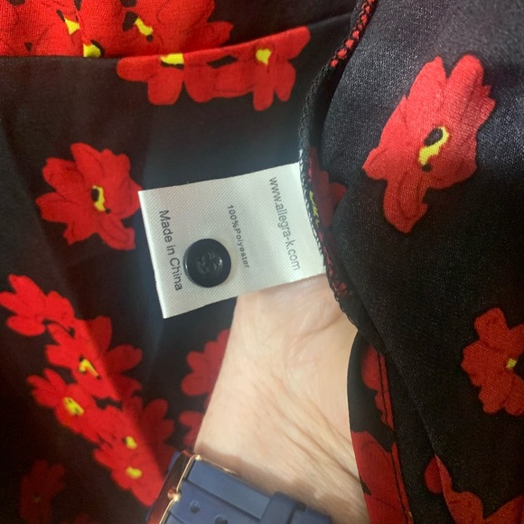 NWT Allegra K Vibrant Floral Modest Dress Navy Red Small - Picture 10 of 13